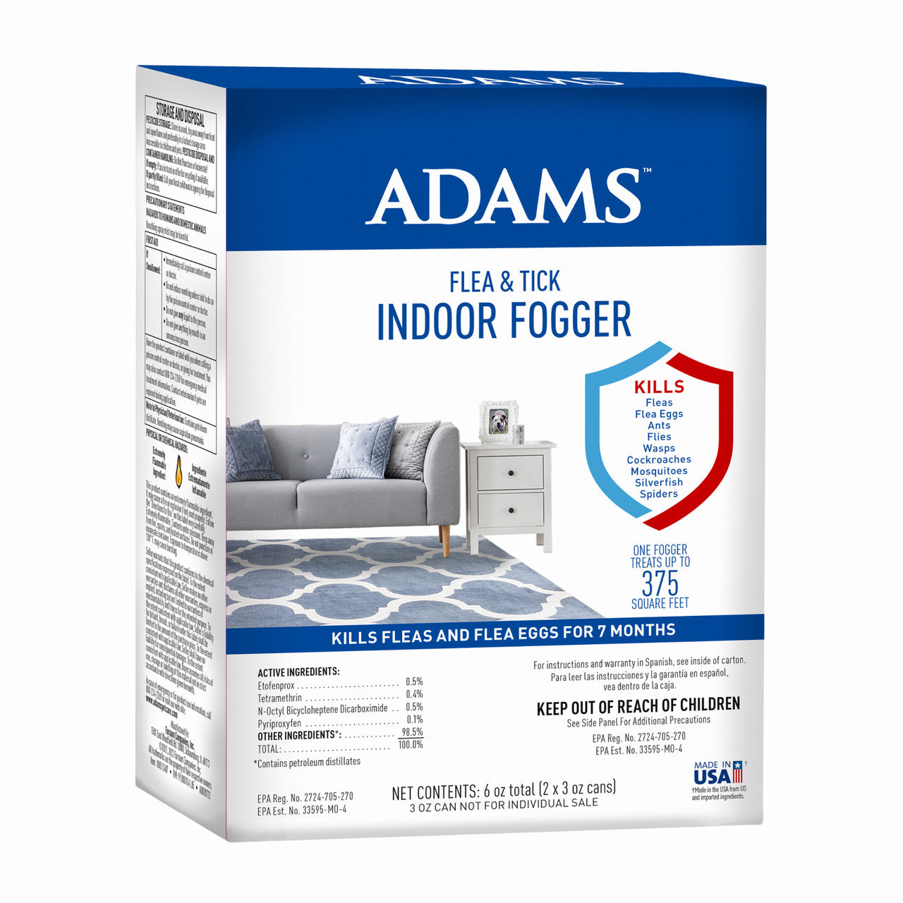 Adams Flea & Tick Indoor Fogger 2 Pack Clear 3 Ounce Cans