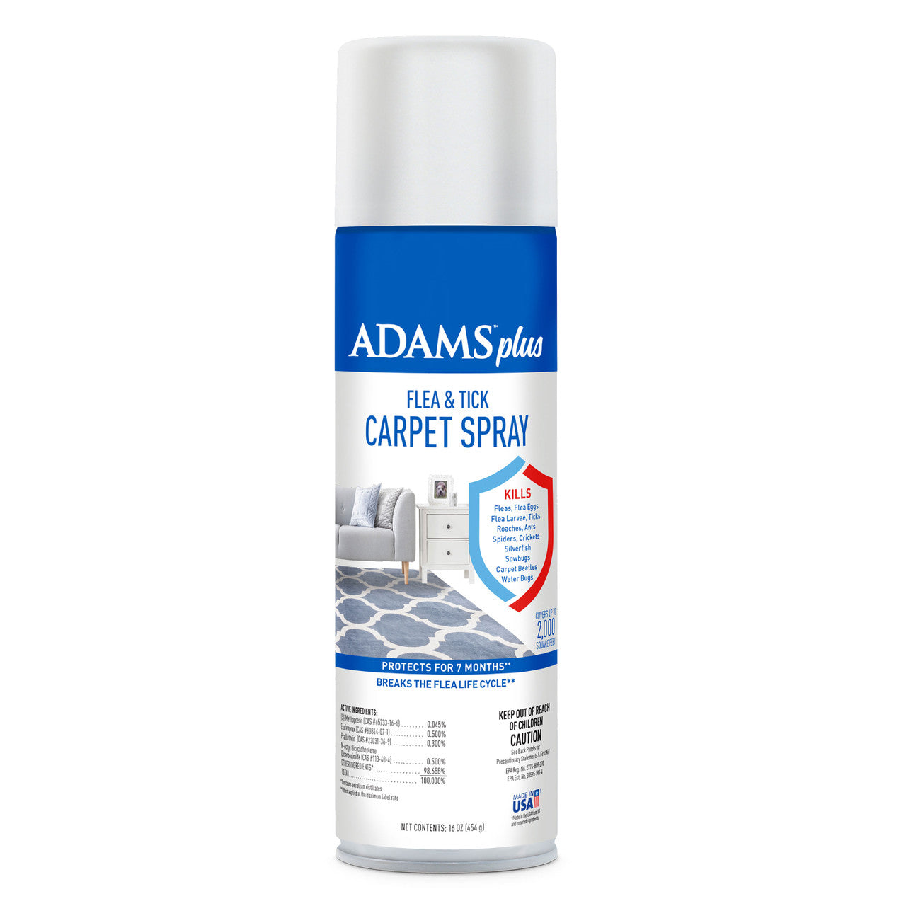 Adams Plus Flea & Tick Carpet Spray, For Indoor Use 16 Ounces