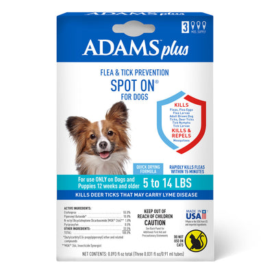 Adams Plus Flea & Tick Prevention Spot On for Dogs, Small Dogs 5 to 14 lbs