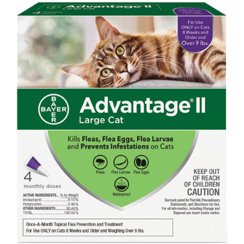 Advantage Ii Cat Large 9 + lb Purple 4 Pack