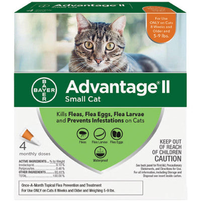 Advantage Ii Cat Small 5 - 9lb Orange 4 Pack