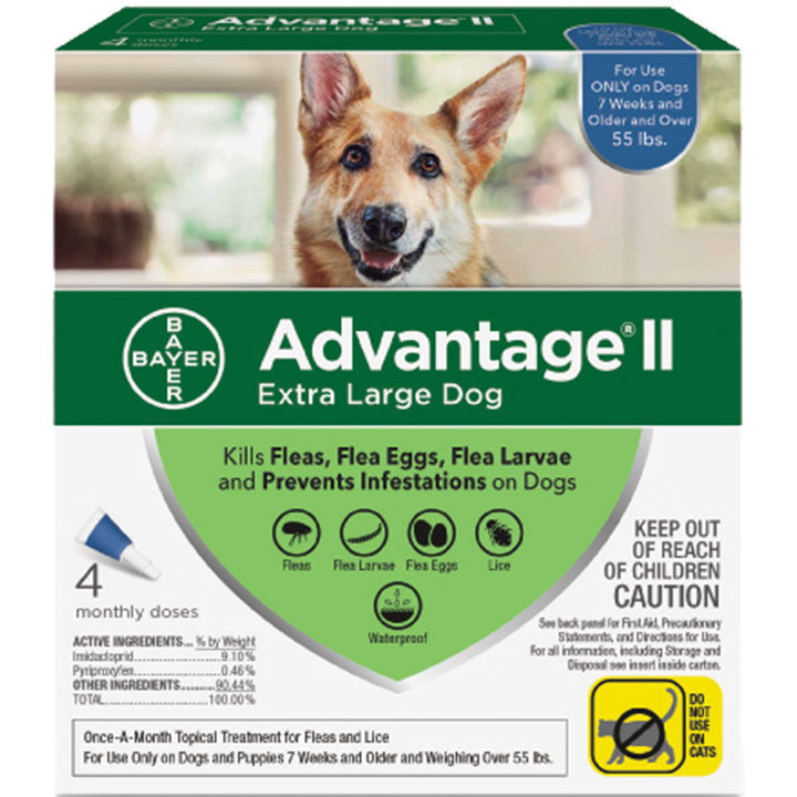 Advantage Ii Dog Extra Large 55+lb Blue 4 Pack 724089203052