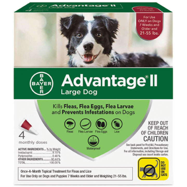 Advantage Ii Dog Large 21-55lb Red 4 Pack 724089202833