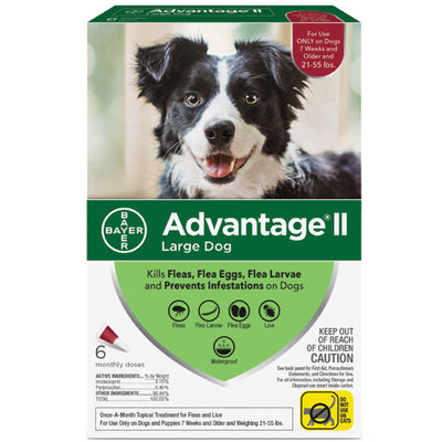 Advantage Ii Dog Large 21-55lb Red 6 Pack 724089202918