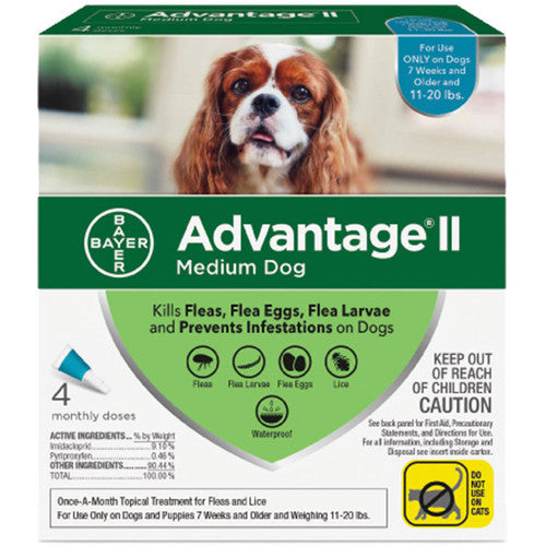 Advantage Ii Dog Medium 11 - 20lb Teal 4 Pack