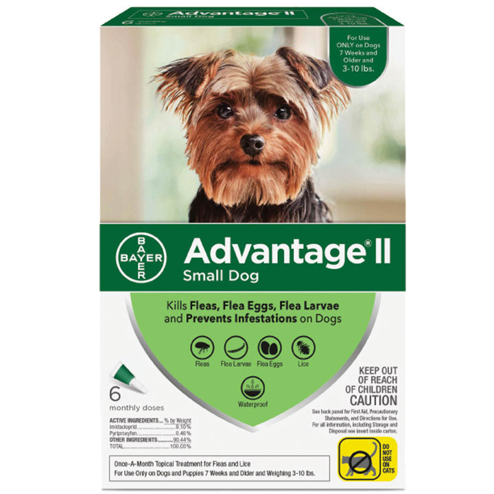 Advantage Ii Dog Small Dog 3-10lb Green 6 Pack 724089202598