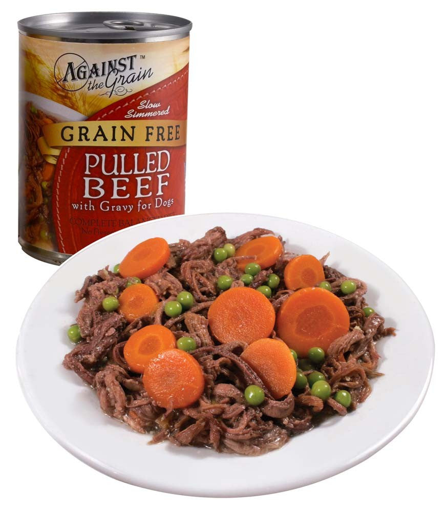 Against the Grain Hand Pulled Adult Wet Dog Food Beef w/Gravy 12oz