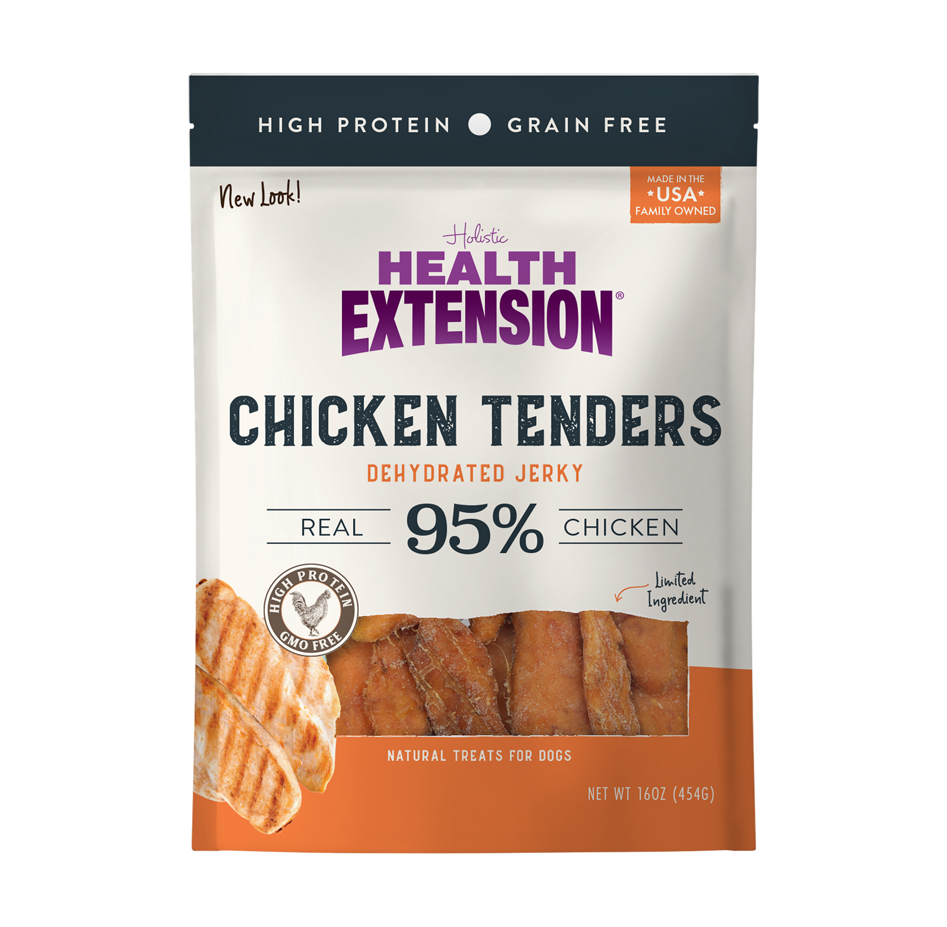Health Extension Chicken Teners Jerky Orange 16 oz 784672107228