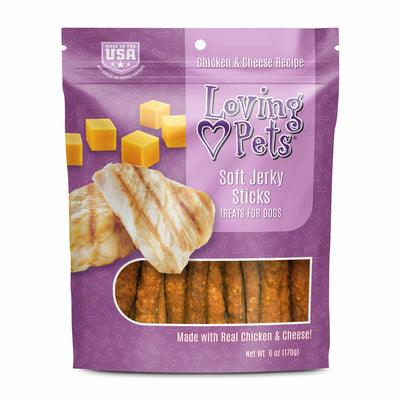 Loving Pets Soft Jerky Sticks Dog Treat Chicken & Cheese 6 oz 842982083042