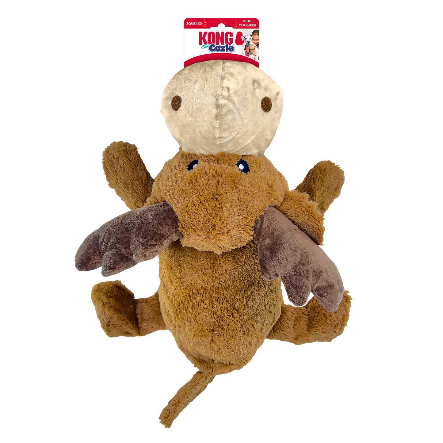 KONG Cozie Marvin Moose Plush Dog Toy Brown Jumbo X-Large 035585523149