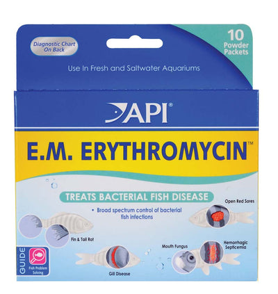 API E.M. Erythromycin Freshwater Fish Powder Medication 10 Pack