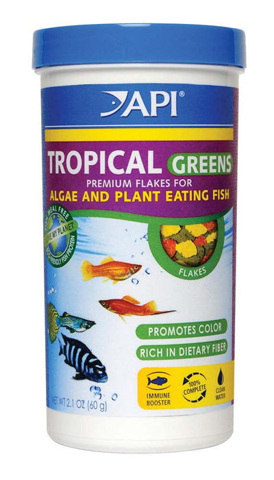 API Tropical Greens Flakes Fish Food 2.1 oz
