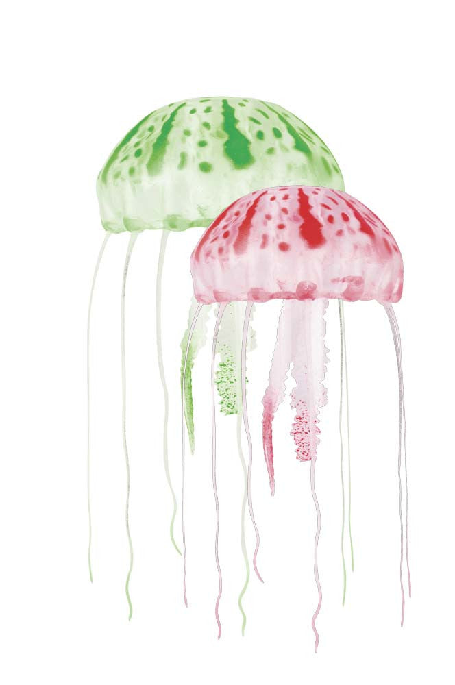 Aquatop Floating Jellyfish Aquarium Ornament Green/Red 2 in & 3in 2 Pack