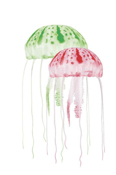 Aquatop Floating Jellyfish Aquarium Ornament Green/Red 2 in & 3in Pack