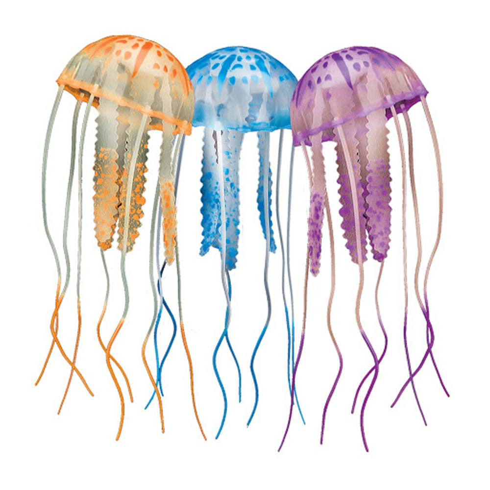 Aquatop Floating Jellyfish Aquarium Ornament Orange/Blue/Violet 2 in 3 Pack