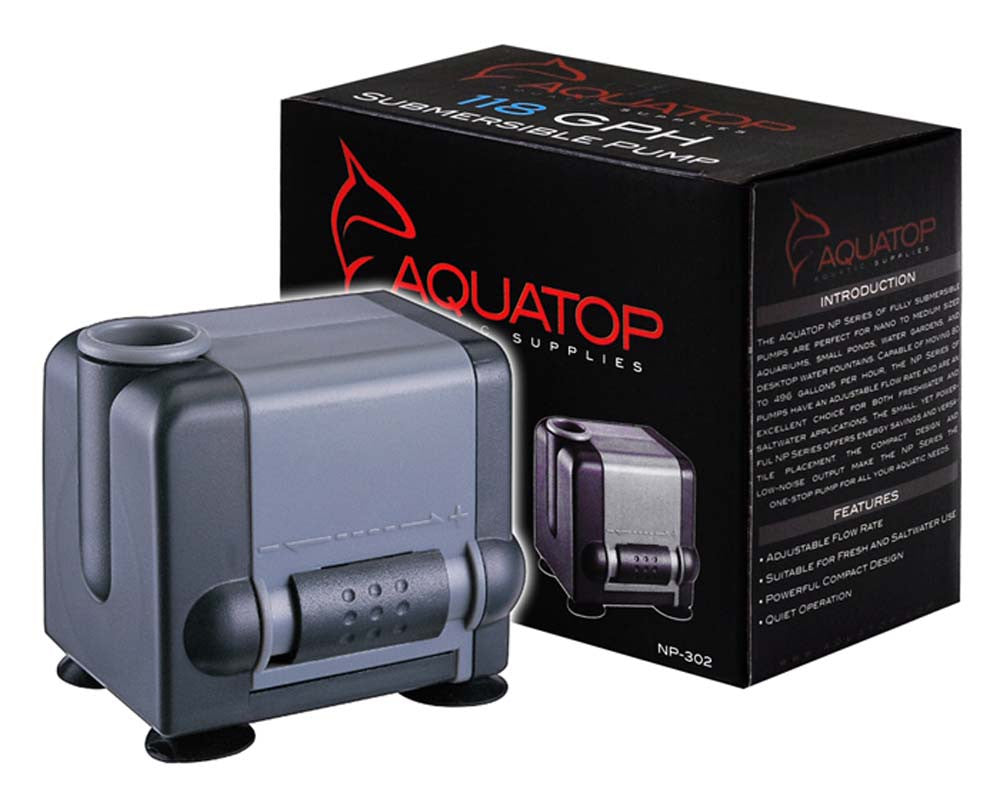 Aquatop NP-302 Aquarium Submersible Water Pump Black, Grey