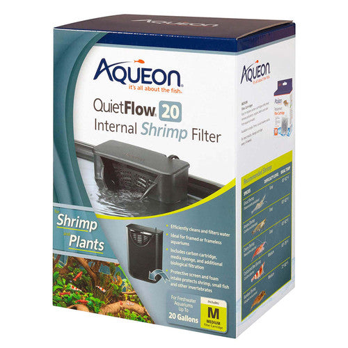 Aqueon QuietFlow Internal Shrimp Filter 20 Gallons - Aquarium