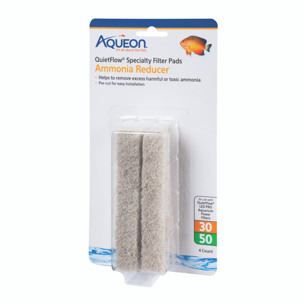 Aqueon Replacement Specialty Filter Pads Ammonia Reducer 30/50, 4 Pack