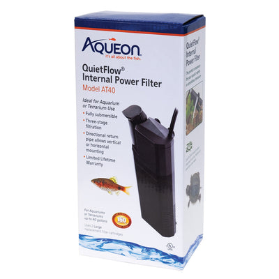 Aqueon Submersible Internal Aquarium Filter, AT40 Gallons