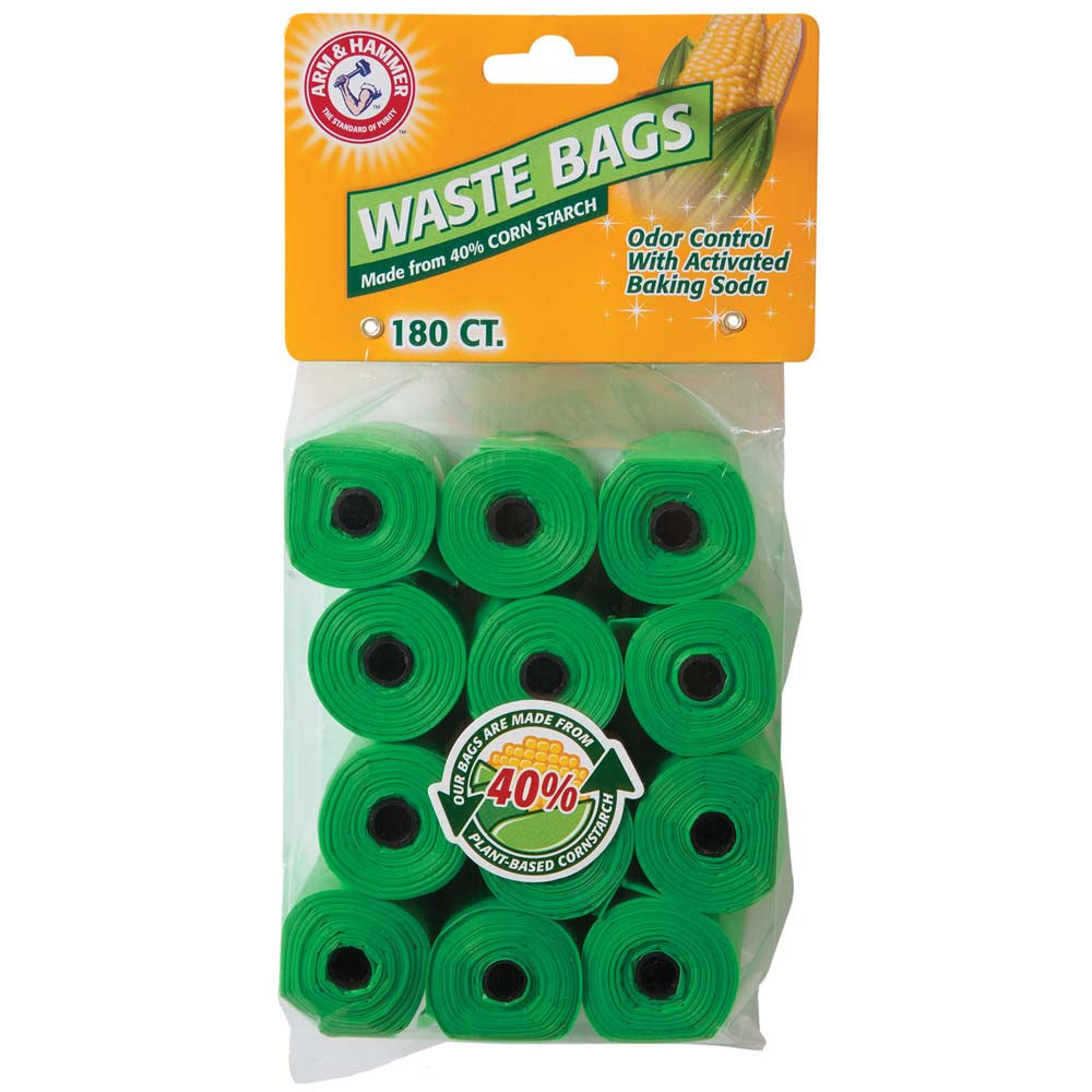 Arm & Hammer Disposable Corn Starch Waste Bags Refills Green 180 Count