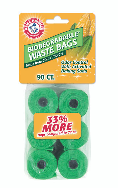 Arm & Hammer Disposable Corn Starch Waste Bags Refills Green 90 Count - Dog