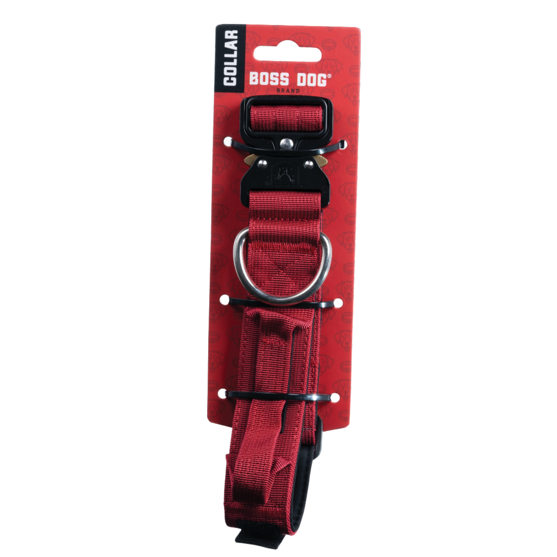 Boss Dog Tactical Adjustable Dog Collar Red Medium, 15-18 in 850010391168