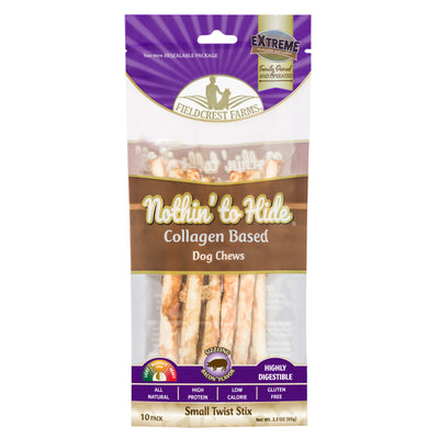 Fieldcrest Farms Nothin' to Hide Collagen Twist Stix Dog Chew Bacon Small, 10 pk 810002633362