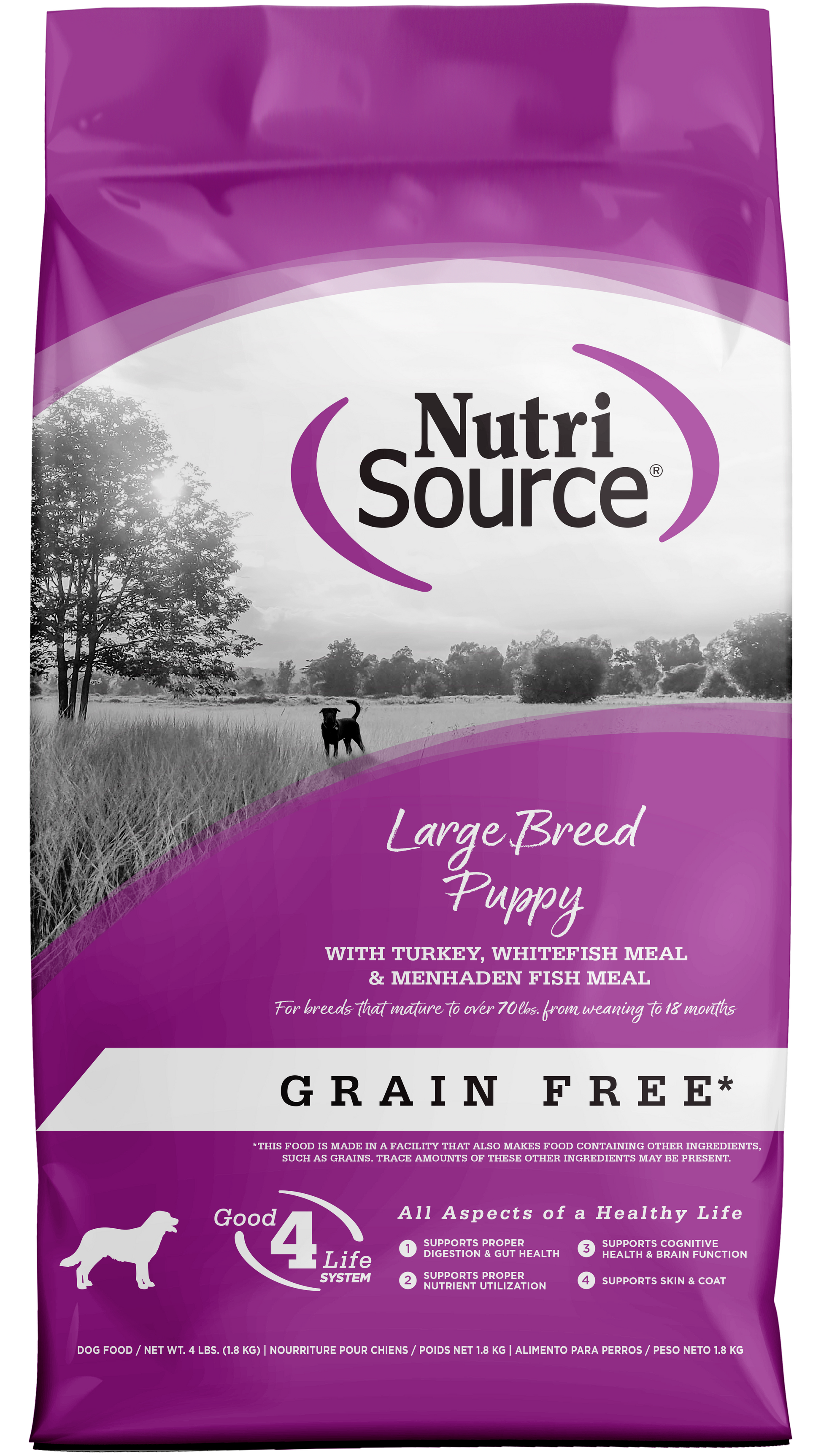 NutriSource Large Breed Puppy Grain Free Dry Dog Food Turkey 4 lb 073893299684