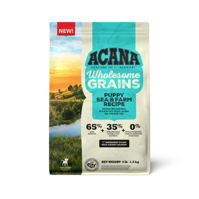 Acana Wholesome Grains Sea & Farm Dry Puppy Food Salmon & Pork 4 lb 064992724450