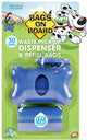 Bags on Board Bone Waste Pick - up Bag Dispenser with Dookie Dock Blue 2 rolls of 15 pet 9 in x 14 - Dog