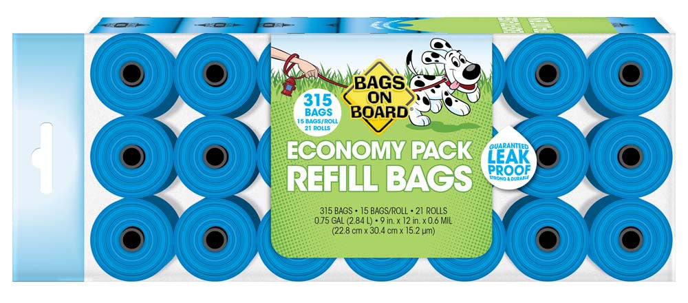 Bags on Board Waste Pick-up Bags Refill Blue 315 Count