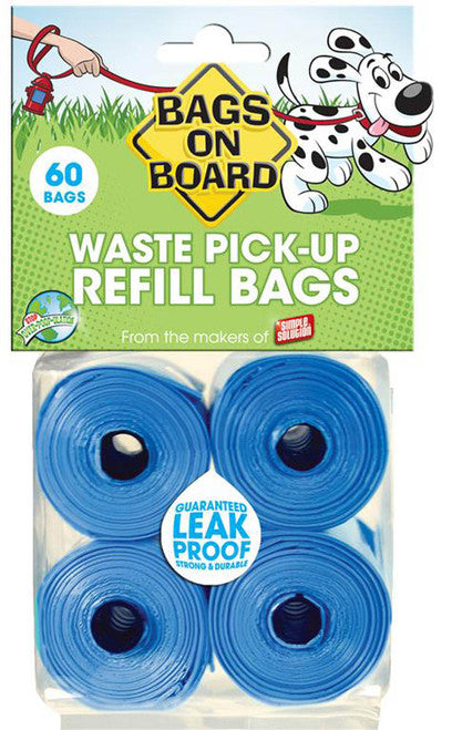 Bags on Board Waste Pick - up Refill Blue 60 Count - Dog