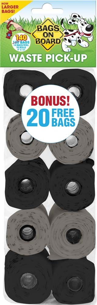 Bags on Board Waste Pick-up Bags Refill Grey, Black 140 Count