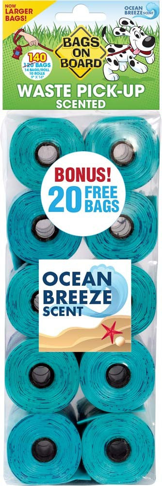 Bags on Board Waste Pick-up Scented Bags Refill Blue 140 Count