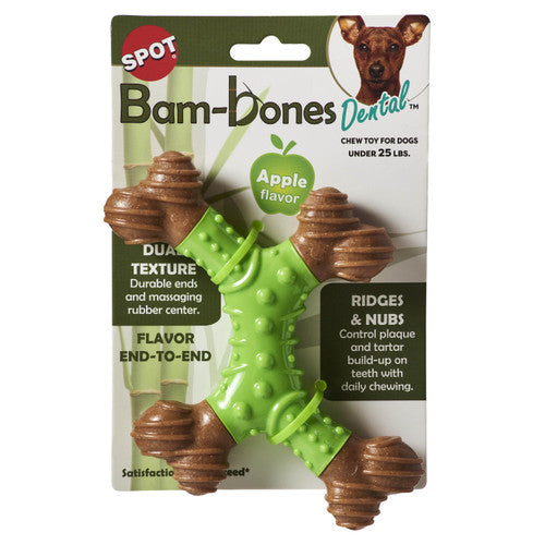 Bam - Bone Dental X - Bone Dog Toy Green/Brown 6 in (D)