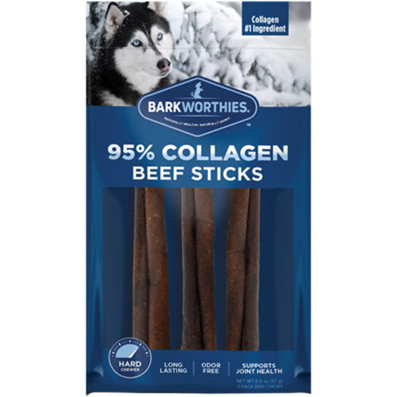 Barkworthies Dog Collagen Grain Free Beef Stick 6 Inch 3 Pack 840139122644