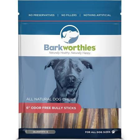 Barkworthies Dog Odor Free Bully 6in 5pk {L - 2x} C= - Ea5