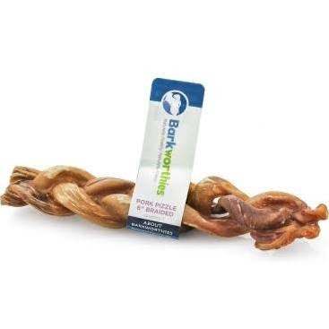 Barkworthies Dog Pizzle Braided Pork 6in!{L - x} C= - Box6