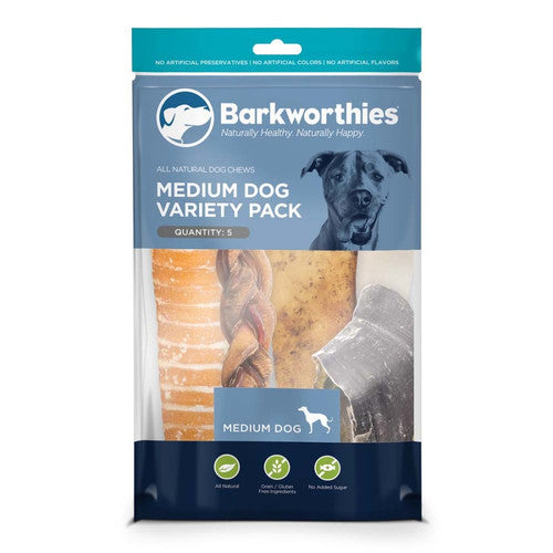 Barkworthies Variety Pack Dog Treats Medium 5 pk