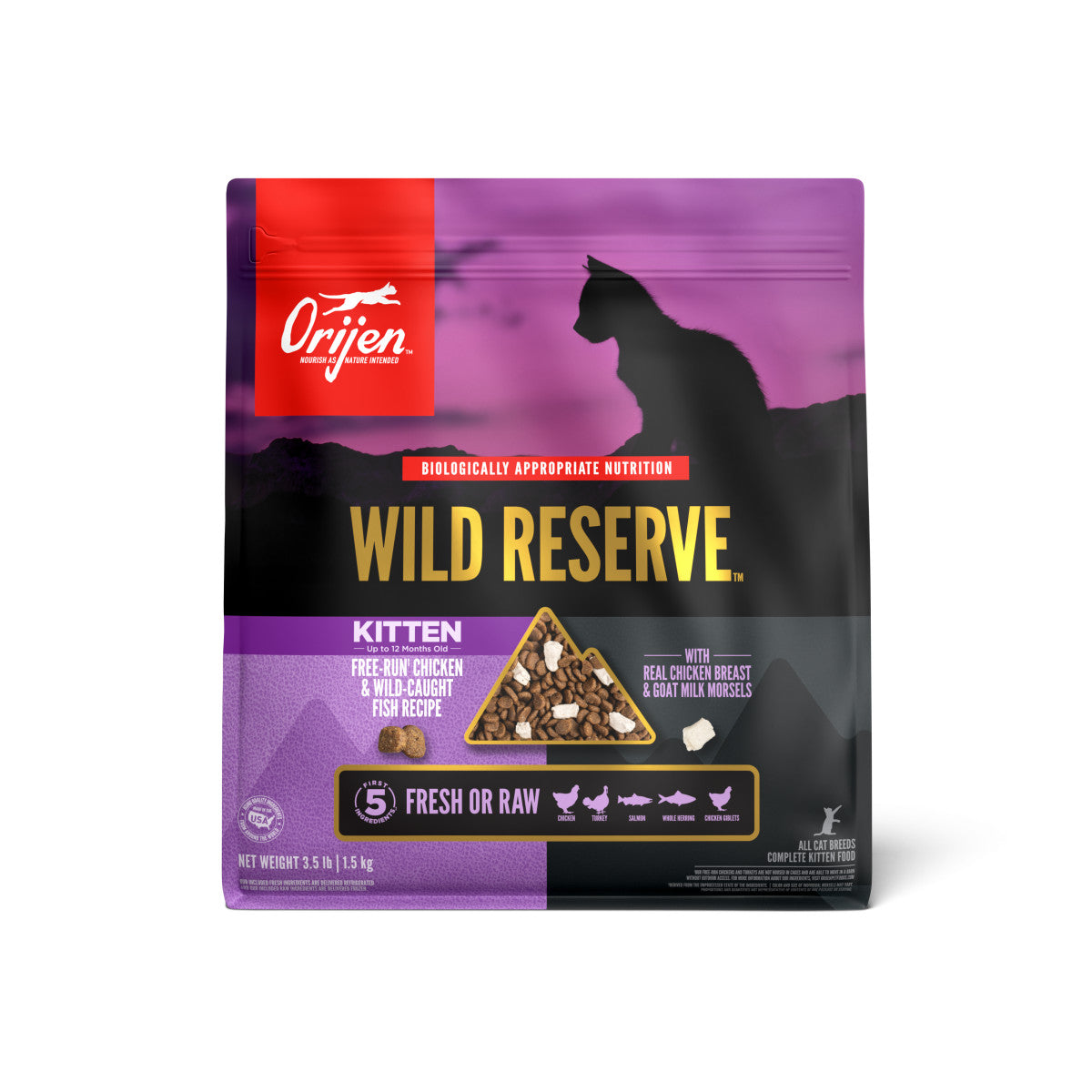 Orijen Wild Reserve Dry Kitten Food Free-Run Chicken & Wild-Caught Fish 3.5 lb 064992726386