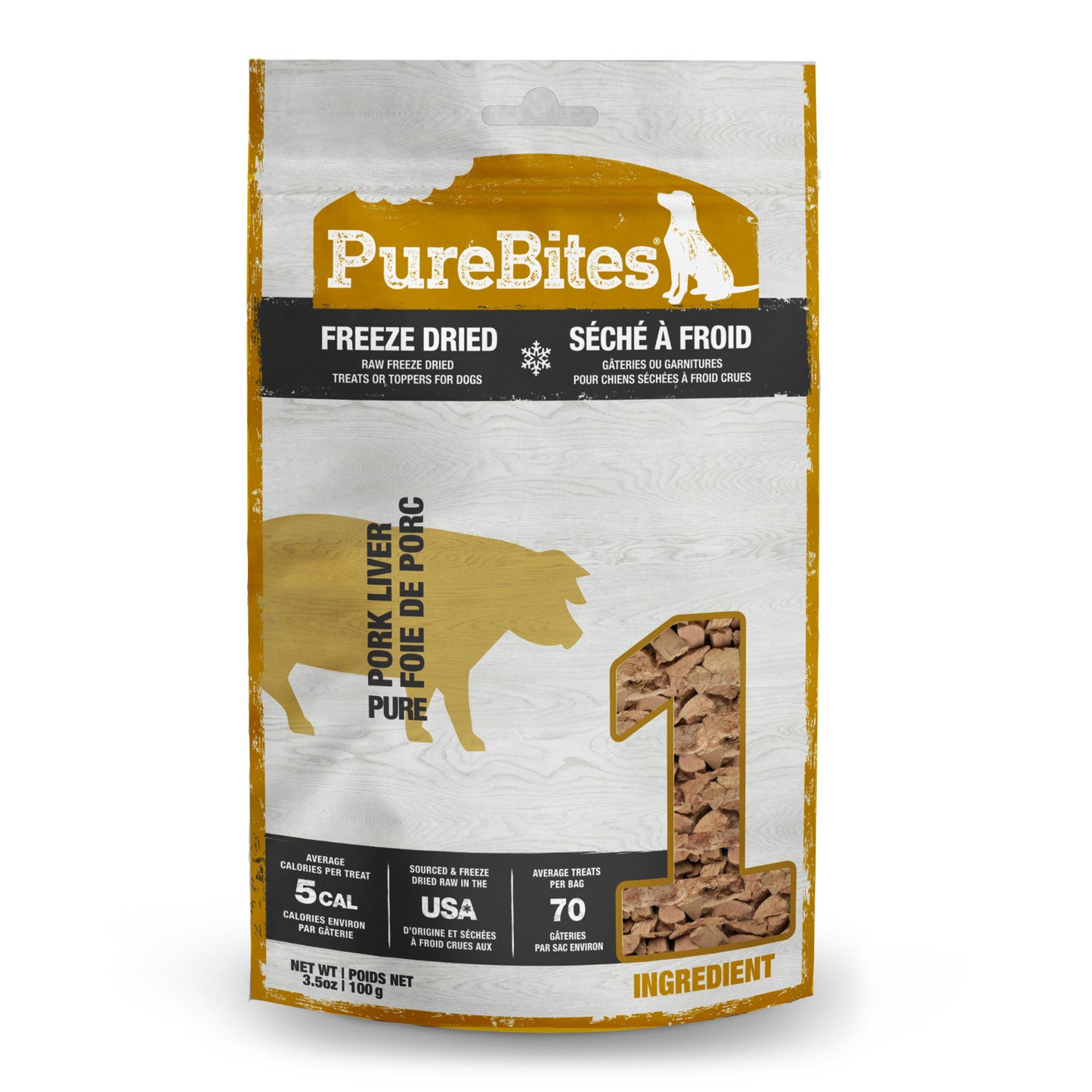 PureBites Wild Raw Freeze Dried Dog Treats Pork Liver 3.5 oz 878968003469