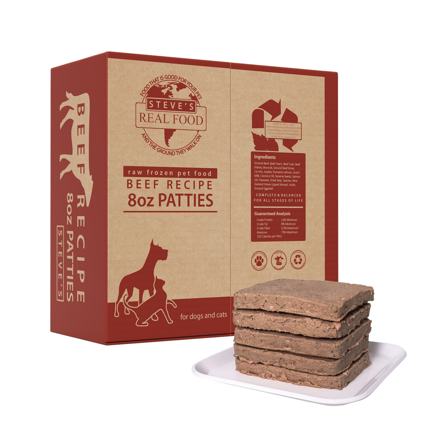 Steve's Real Food Dog Frozen Beef Patties 14lb {L-x} SD-5