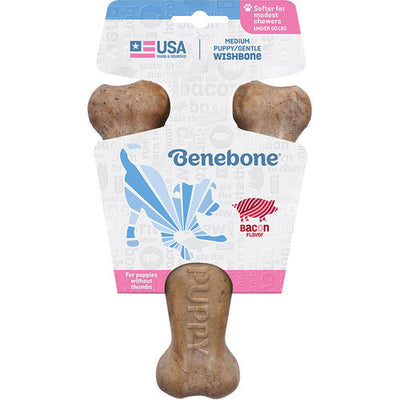 Benebone Dog Wishbone Chew Bacon Puppy Medium