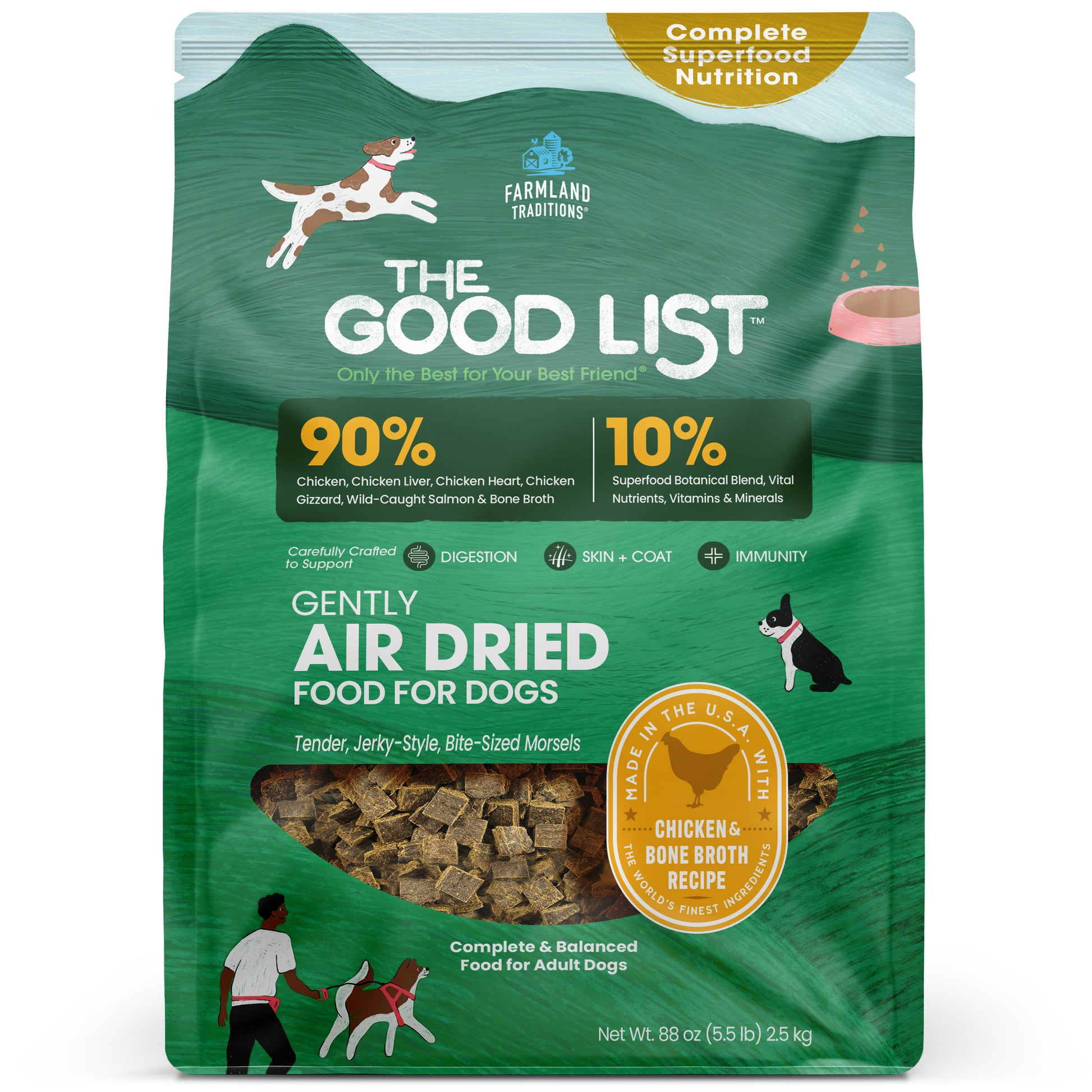 Farmland Traditions The Good List Gently Air Dried Dog Food Chicken & Bone Broth 5.5 lb 884713003288