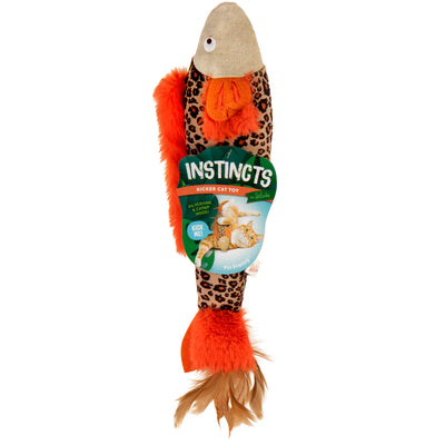 SmartyKat Fin Frenzy HappyNip Silvervine & Catnip Crinkle Plush Kicker Cat Toy Catnip Crinkle Plush Kicker Orange, Tan & Black 786306420840