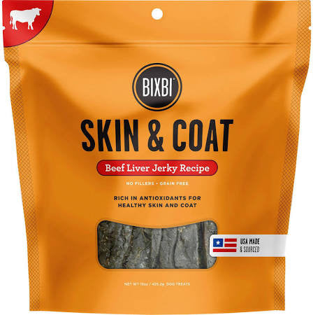 Bixbi Skin And Coat Beef Liver Jerky Dog Treats - 15 - oz - {L + x}
