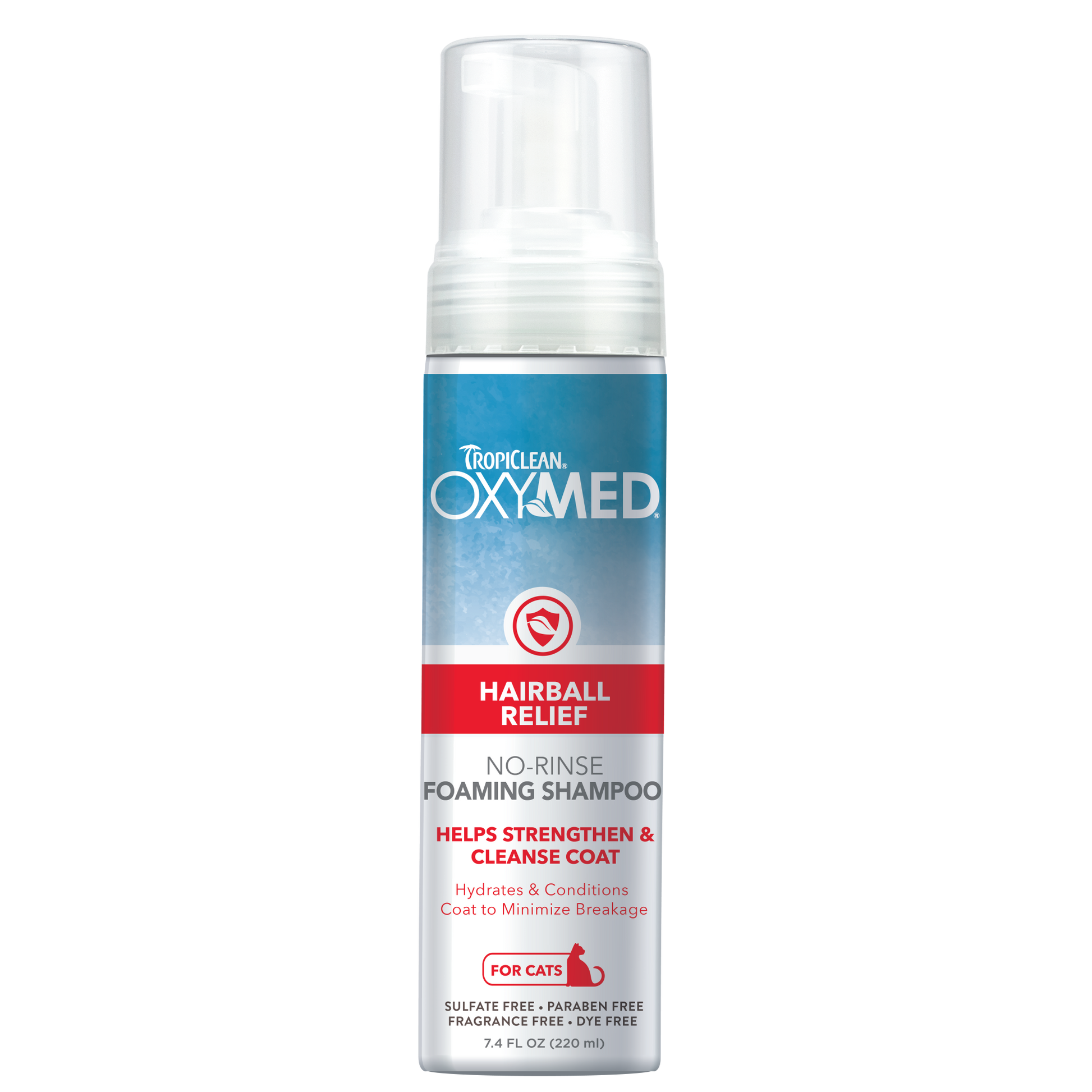 TropiClean OxyMed Hairball Relief No-Rinse Foaming Shampoo for Cats 7.4 oz 645095004054