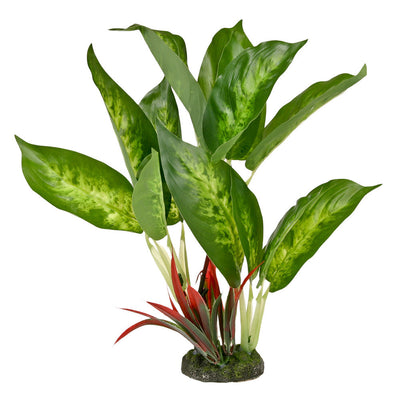 Blue Ribbon ColorBurst Florals Dieffenbachia Variegated Leaf Aquarium Plant Green 8.75 in