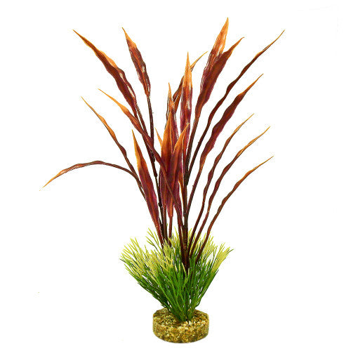 Blue Ribbon ColorBurst Florals Gravel Base Atoll Grass Plant Green Red 15 in - Aquarium