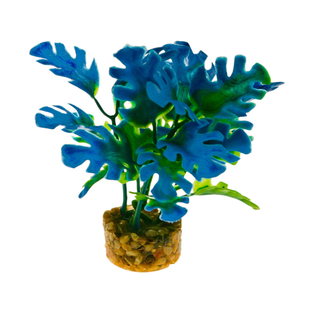 Blue Ribbon ColorBurst Florals Philo Leaf Aquarium Plant Blue 3.25 in